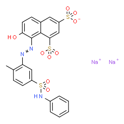ChemSpider 2D Image | Disodium 7-hydroxy-8-{[2-methyl-5-(phenylsulfamoyl)phenyl]diazenyl}-1,3-naphthalenedisulfonate | C23H17N3Na2O9S3