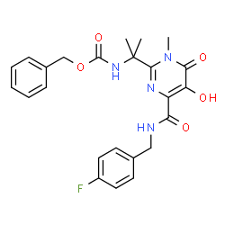 ChemSpider 2D Image | Benzyl-(2-{4-[(4-fluorbenzyl)carbamoyl]-5-hydroxy-1-methyl-6-oxo-1,6-dihydropyrimidin-2-yl}propan-2-yl)carbamat | C24H25FN4O5