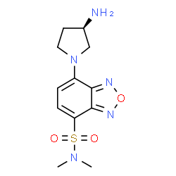 ChemSpider 2D Image | 7-[(3R)-3-Amino-1-pyrrolidinyl]-N,N-dimethyl-2,1,3-benzoxadiazole-4-sulfonamide | C12H17N5O3S