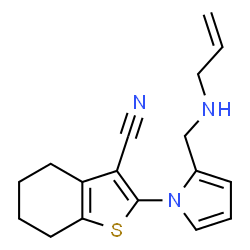 ChemSpider 2D Image | 2-{2-[(Allylamino)methyl]-1H-pyrrol-1-yl}-4,5,6,7-tetrahydro-1-benzothiophene-3-carbonitrile | C17H19N3S