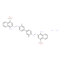 ChemSpider 2D Image | Disodium 3,3'-[(3,3'-dimethyl-4,4'-biphenyldiyl)di-2,1-diazenediyl]bis(4-amino-1-naphthalenesulfonate) | C34H26N6Na2O6S2