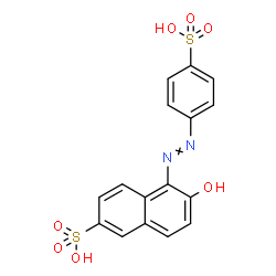 ChemSpider 2D Image | 6-Hydroxy-5-[(4-sulfophenyl)diazenyl]-2-naphthalenesulfonic acid | C16H12N2O7S2