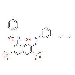 ChemSpider 2D Image | Disodium 4-hydroxy-5-{[(4-methylphenyl)sulfonyl]amino}-3-(phenyldiazenyl)-2,7-naphthalenedisulfonate | C23H17N3Na2O9S3