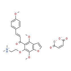 ChemSpider 2D Image | Ethanaminium, 2-[[4,7-dimethoxy-5-[(2E)-3-(4-methoxyphenyl)-1-oxo-2-propen-1-yl]-6-benzofuranyl]oxy]-N,N-dimethyl- (2Z)-2-butenedioate (1:1) | C28H30NO10
