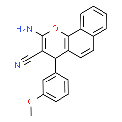 ChemSpider 2D Image | 2-AMINO-4-(3-METHOXYPHENYL)-4H-BENZO(H)CHROMENE-3-CARBONITRILE | C21H16N2O2