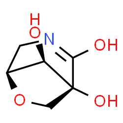 ChemSpider 2D Image | (1R,5S,8R)-1,8-Dihydroxy-6-oxa-3-azabicyclo[3.2.1]octan-2-one | C6H9NO4