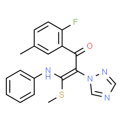 ChemSpider 2D Image | (2Z)-3-Anilino-1-(2-fluoro-5-methylphenyl)-3-(methylsulfanyl)-2-(1H-1,2,4-triazol-1-yl)-2-propen-1-one | C19H17FN4OS