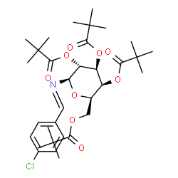 ChemSpider 2D Image | N-(4-Chlorobenzylidene)-2,3,4,6-tetrakis-O-(2,2-dimethylpropanoyl)-beta-D-galactopyranosylamine | C33H48ClNO9