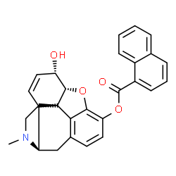 ChemSpider 2D Image | (5alpha,6alpha)-6-Hydroxy-17-methyl-7,8-didehydro-4,5-epoxymorphinan-3-yl 1-naphthoate | C28H25NO4