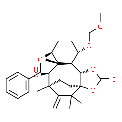 ChemSpider 2D Image | (1S,5S,6S,7S,10S,11R,12R,13S)-10-(Benzyloxy)-12-hydroxy-7-(methoxymethoxy)-11,13,15,15-tetramethyl-14-methylene-2,4-dioxatetracyclo[11.2.2.0~1,5~.0~6,11~]heptadecan-3-one | C29H40O7