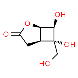 ChemSpider 2D Image | (1R,5S,6S,7R)-6,7-Dihydroxy-6-(hydroxymethyl)-2-oxabicyclo[3.2.0]heptan-3-one | C7H10O5