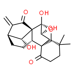 ChemSpider 2D Image | (5beta,6alpha,7alpha,8alpha,9beta,10alpha,13alpha,14R)-6,7,14-Trihydroxy-7,20-epoxykaur-16-ene-1,15-dione | C20H26O6