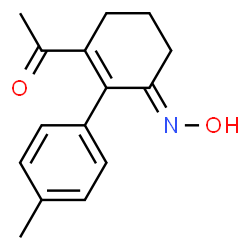 ChemSpider 2D Image | 1-[(3E)-3-(Hydroxyimino)-2-(4-methylphenyl)-1-cyclohexen-1-yl]ethanone | C15H17NO2