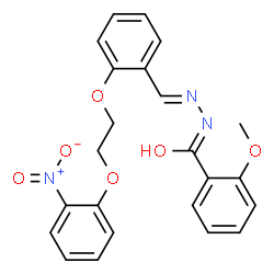 ChemSpider 2D Image | 2-Methoxy-N'-[(E)-{2-[2-(2-nitrophenoxy)ethoxy]phenyl}methylene]benzohydrazide | C23H21N3O6
