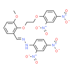 ChemSpider 2D Image | (1E)-1-{2-[2-(2,4-Dinitrophenoxy)ethoxy]-3-methoxybenzylidene}-2-(2,4-dinitrophenyl)hydrazine | C22H18N6O11