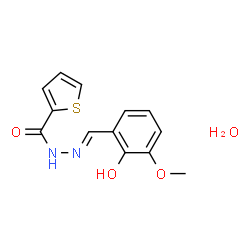 ChemSpider 2D Image | N'-[(E)-(2-Hydroxy-3-methoxyphenyl)methylene]-2-thiophenecarbohydrazide hydrate (1:1) | C13H14N2O4S