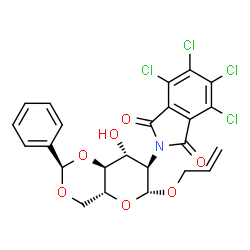 ChemSpider 2D Image | Allyl 4,6-O-benzylidene-2-deoxy-2-(4,5,6,7-tetrachloro-1,3-dioxo-1,3-dihydro-2H-isoindol-2-yl)-beta-D-glucopyranoside | C24H19Cl4NO7