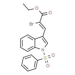ChemSpider 2D Image | Ethyl (2Z)-2-bromo-3-[1-(phenylsulfonyl)-1H-indol-3-yl]acrylate | C19H16BrNO4S