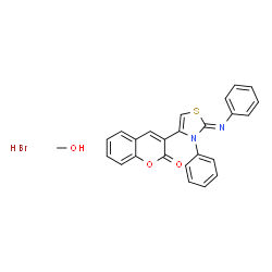ChemSpider 2D Image | 3-[(2Z)-3-Phenyl-2-(phenylimino)-2,3-dihydro-1,3-thiazol-4-yl]-2H-chromen-2-one - methanol hydrobromide (1:1:1) | C25H21BrN2O3S