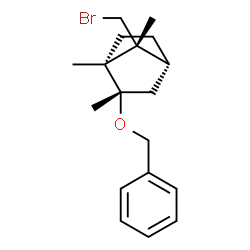 ChemSpider 2D Image | (1R,2S,4R,7R)-2-(Benzyloxy)-7-(bromomethyl)-1,2,7-trimethylbicyclo[2.2.1]heptane | C18H25BrO