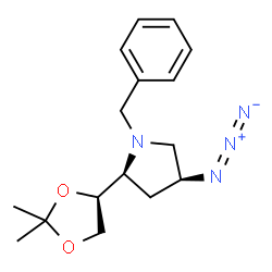 ChemSpider 2D Image | (2S,4S)-4-Azido-1-benzyl-2-[(4S)-2,2-dimethyl-1,3-dioxolan-4-yl]pyrrolidine | C16H22N4O2
