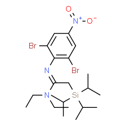 ChemSpider 2D Image | (1E)-N'-(2,6-Dibromo-4-nitrophenyl)-N,N-diethyl-2-(triisopropylsilyl)ethanimidamide | C21H35Br2N3O2Si