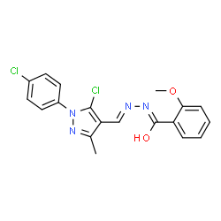 ChemSpider 2D Image | N'-{(E)-[5-Chloro-1-(4-chlorophenyl)-3-methyl-1H-pyrazol-4-yl]methylene}-2-methoxybenzohydrazide | C19H16Cl2N4O2