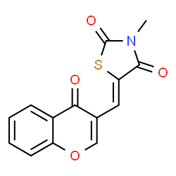 ChemSpider 2D Image | (5Z)-3-Methyl-5-[(4-oxo-4H-chromen-3-yl)methylene]-1,3-thiazolidine-2,4-dione | C14H9NO4S