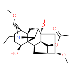 ChemSpider 2D Image | (14beta,16beta)-20-Ethyl-1,8-dihydroxy-16-methoxy-4-(methoxymethyl)aconitan-14-yl acetate | C25H39NO6