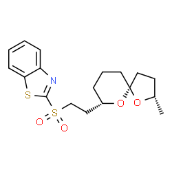 ChemSpider 2D Image | 2-({2-[(2S,5R,7S)-2-Methyl-1,6-dioxaspiro[4.5]dec-7-yl]ethyl}sulfonyl)-1,3-benzothiazole | C18H23NO4S2
