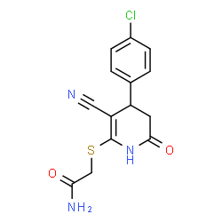 ChemSpider 2D Image | acetamide, 2-[[4-(4-chlorophenyl)-3-cyano-4,5-dihydro-6-hydroxy-2-pyridinyl]thio]- | C14H12ClN3O2S