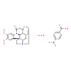 ChemSpider 2D Image | (4aR,5aS,8aR,13aS,15aS,15bR)-10,11-dimethoxy-4a,5,5a,7,8,13a,15,15a,15b,16-decahydro-2H-4,6-methanoindolo[3,2,1-ij]oxepino[2,3,4-de]pyrrolo[2,3-h]quinoline-14-one;methanol;4-nitrobenzoic acid | C31H35N3O9