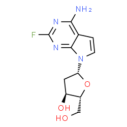 ChemSpider 2D Image | (2R,3S,5R)-5-(4-amino-2-fluoro-pyrrolo[2,3-d]pyrimidin-7-yl)-2-(hydroxymethyl)tetrahydrofuran-3-ol | C11H13FN4O3