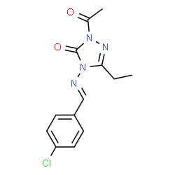 ChemSpider 2D Image | 2-Acetyl-4-[(E)-(4-chlorobenzylidene)amino]-5-ethyl-2,4-dihydro-3H-1,2,4-triazol-3-one | C13H13ClN4O2