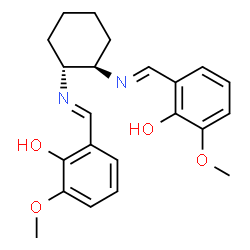 ChemSpider 2D Image | 2,2'-{(1R,2R)-1,2-Cyclohexanediylbis[nitrilo(E)methylylidene]}bis(6-methoxyphenol) | C22H26N2O4