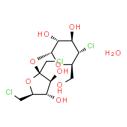 ChemSpider 2D Image | 1,6-Dichloro-1,6-dideoxy-beta-D-fructofuranosyl 4-chloro-4-deoxy-alpha-D-glucopyranoside hydrate (1:1) | C12H21Cl3O9