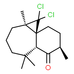 ChemSpider 2D Image | (1aS,4R,5aR,9aR)-1,1-Dichloro-4,6,6,9a-tetramethyloctahydro-1H-benzo[a]cyclopropa[b][7]annulen-5(2H)-one | C16H24Cl2O