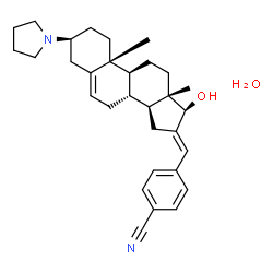 ChemSpider 2D Image | 4-{(E)-[(3beta,16E,17beta)-17-Hydroxy-3-(1-pyrrolidinyl)androst-5-en-16-ylidene]methyl}benzonitrile hydrate (1:1) | C31H42N2O2