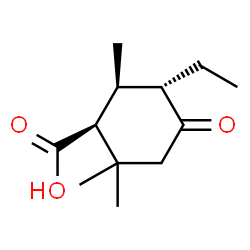 ChemSpider 2D Image | (1S,5S,6S)-5-Ethyl-2,2,6-trimethyl-4-oxocyclohexanecarboxylic acid | C12H20O3