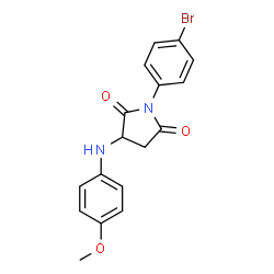 ChemSpider 2D Image | 1-(4-Bromophenyl)-3-[(4-methoxyphenyl)amino]-2,5-pyrrolidinedione | C17H15BrN2O3