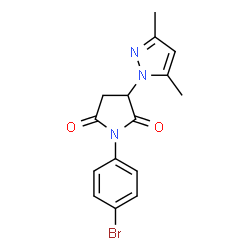 ChemSpider 2D Image | 1-(4-Bromo-phenyl)-3-(3,5-dimethyl-pyrazol-1-yl)-pyrrolidine-2,5-dione | C15H14BrN3O2
