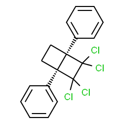 ChemSpider 2D Image | (1R,4S)-2,2,3,3-Tetrachloro-1,4-diphenylbicyclo[2.2.0]hexane | C18H14Cl4