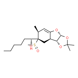 ChemSpider 2D Image | (1R)-1-[(3aR,6S,7S,8aR,8bR)-2,2,6-Trimethyl-7-(methylsulfinyl)-3a,6,7,8,8a,8b-hexahydro[1,3]dioxolo[4,5-b][1]benzofuran-7-yl]-1-hexanol | C19H32O5S
