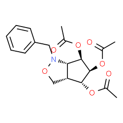 ChemSpider 2D Image | (3aS,4R,5S,6R,6aS)-1-Benzylhexahydro-1H-cyclopenta[c][1,2]oxazole-4,5,6-triyl triacetate | C19H23NO7