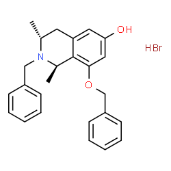 ChemSpider 2D Image | (1R,3R)-2-Benzyl-8-(benzyloxy)-1,3-dimethyl-1,2,3,4-tetrahydro-6-isoquinolinol hydrobromide (1:1) | C25H28BrNO2