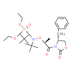 ChemSpider 2D Image | Diethyl {(1S)-1-[({(2R)-1-[(4R)-4-benzyl-2-oxo-1,3-oxazolidin-3-yl]-1-oxo-2-propanyl}oxy)(2-methyl-2-propanyl)amino]-2,2-dimethylpropyl}phosphonate | C26H43N2O7P