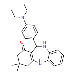 ChemSpider 2D Image | 11-[4-(Diethylamino)phenyl]-3,3-dimethyl-2,3,4,5,10,11-hexahydro-1H-dibenzo[b,e][1,4]diazepin-1-one | C25H31N3O