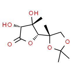 ChemSpider 2D Image | (3R,4S,5R)-3,4-Dihydroxy-4-methyl-5-[(4S)-2,2,4-trimethyl-1,3-dioxolan-4-yl]dihydro-2(3H)-furanone | C11H18O6