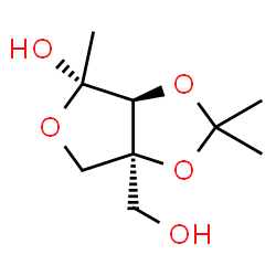 ChemSpider 2D Image | 1-Deoxy-4-C-(hydroxymethyl)-3,4-O-isopropylidene-beta-L-ribulofuranose | C9H16O5