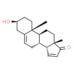 ChemSpider 2D Image | (3beta,14beta)-3-Hydroxyandrosta-5,15-dien-17-one | C19H26O2
